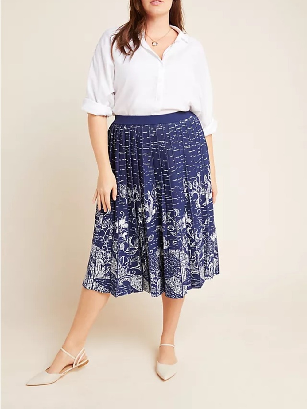 Anthropologie • Haven Pleated Midi Skirt